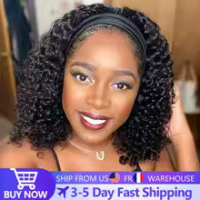 Afro Kinky Curly Headband Wigs 180% Density Human Hair Wig Glueless Headband Kinky Curly Wig For Black Women Remy Jarin Hair