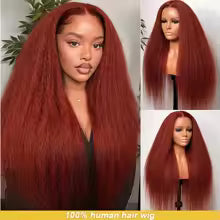 Reddish brown wigs Kinky Straight Wig 4x4 Closure human hair wig human hair 13x4 HD lace frontal human hair wig Colored Wigs