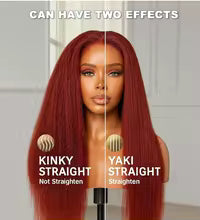 Reddish brown wigs Kinky Straight Wig 4x4 Closure human hair wig human hair 13x4 HD lace frontal human hair wig Colored Wigs