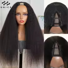 V Part Wigs Human Hair 100% Straight Human Hair Wigs No Leave Out No Sew-In Glueless 220 Density Natural Black Beginner Friendly