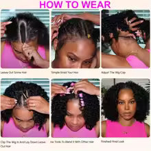 V Part Wigs Human Hair 100% Straight Human Hair Wigs No Leave Out No Sew-In Glueless 220 Density Natural Black Beginner Friendly